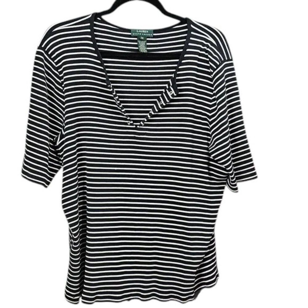 Lauren Ralph Lauren Black & white striped women's top